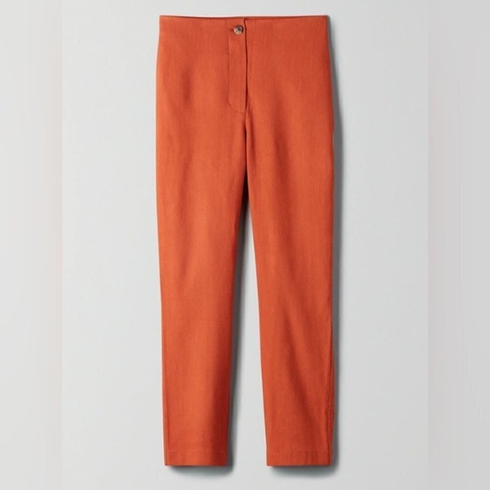 Aritzia Wilfred Cherice mid rise linen blend cropped pant in Moroccan spice 2